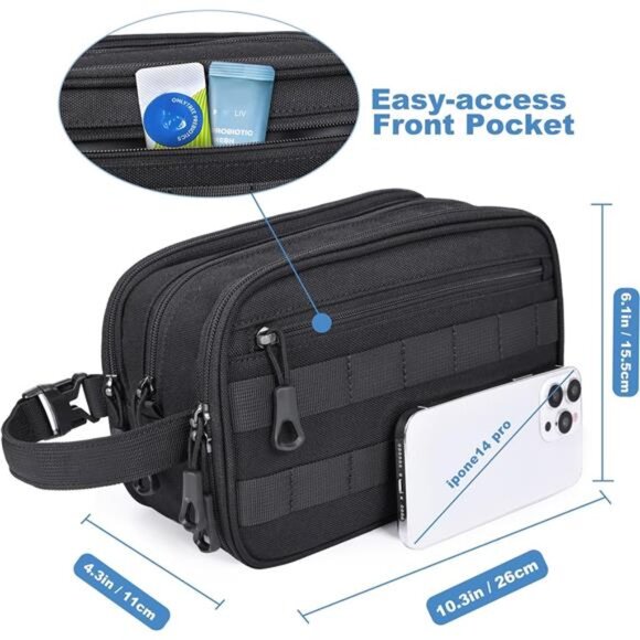 Hygiene Bag Tactical Inspired Mens Toiletry Shower Shave Kit Grooming Bag - Picture 6 of 7